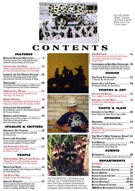 RANGE magazine.com ­ Table of Contents, Winter 2000